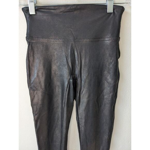 Spanx Size Small Faux Leather Leggings Pants Black High Rise Pull On Stretch - Picture 4 of 12